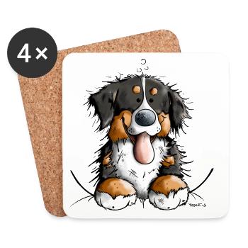 Happy Bernese Mountain Dog - Dessous de verre (lot de 4) - blanc - Devant