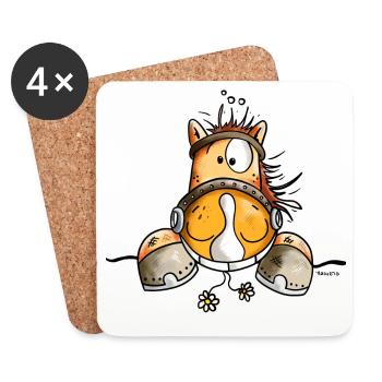 Neugieriges Pferd - Untersetzer (4er-Set) - Weiß - Vorne