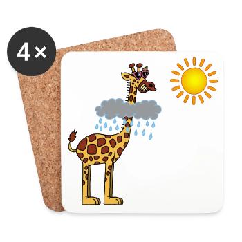 Giraffe und Sonne - Untersetzer (4er-Set) - Weiß - Vorne
