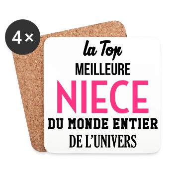 Neveu / Nièce / Famille / Oncle / Tante / Niece - Dessous de verre (lot de 4) - blanc - Devant