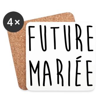 Mariage / Marié / Mariée / Femme / Fiancée / Amour - Dessous de verre (lot de 4) - blanc - Devant