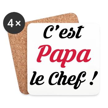 Papa / Fête des Pères / Pere / Cuisine Chef / Bébé - Dessous de verre (lot de 4) - blanc - Devant