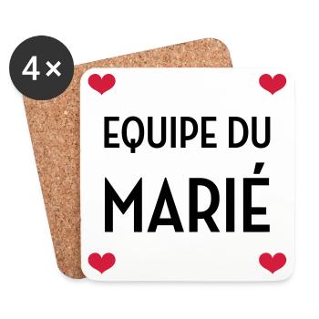 Equipe du Marié / Mariage / EVJF / EVG / Amour - Dessous de verre (lot de 4) - blanc - Devant