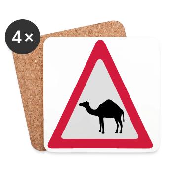 Caution Camel Traffic Sign - Coasters (set of 4) - white - Front