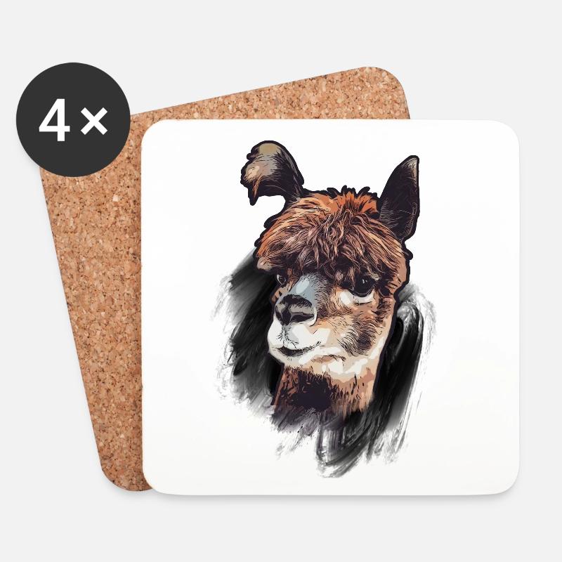 Alpaka Alpaca Kamel - Untersetzer (4er-Set) - Weiß