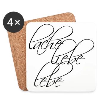 Design: Lache Liebe Lebe - Untersetzer (4er-Set) - Weiß - Vorne