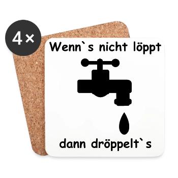 Wasserhahn Schrift Geschenk - Untersetzer (4er-Set) - Weiß - Vorne