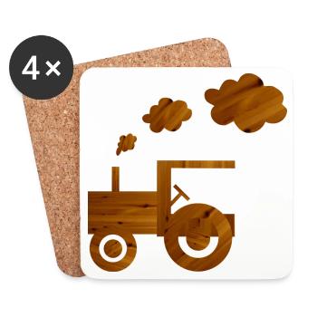 tracteur - Dessous de verre (lot de 4) - blanc - Devant