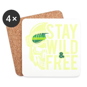 Restez sauvage et libre - Design - Dessous de verre (lot de 4) - blanc - Devant