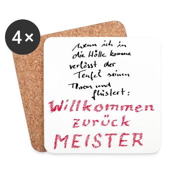 Willkommen zurück Meister - Untersetzer (4er-Set) - Weiß - Vorne