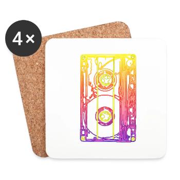 Fête des années 80 - Dessous de verre (lot de 4) - blanc - Devant