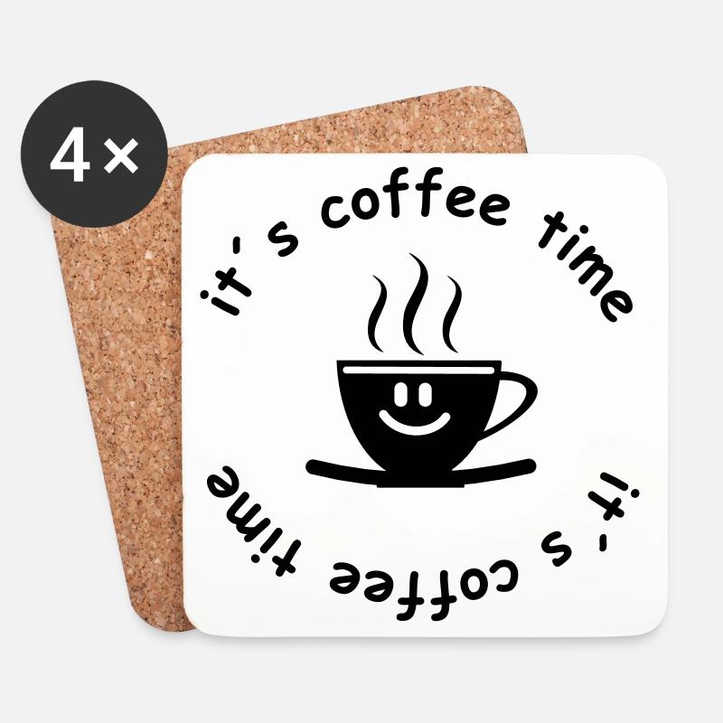 Kaffee Schrift Büro - Untersetzer (4er-Set) - Weiß