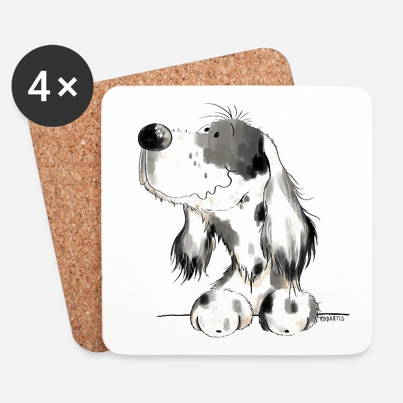 Englischer Setter I Hunde Comic Geschenk - Untersetzer (4er-Set) - Weiß