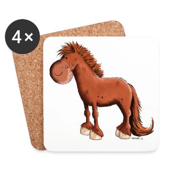 Cheval islandais - Dessous de verre (lot de 4) - blanc - Devant