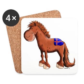 Cheval islandais - Dessous de verre (lot de 4) - blanc - Devant