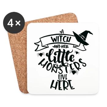 Chapeau de sorcière en rotation - Dessous de verre (lot de 4) - blanc - Devant