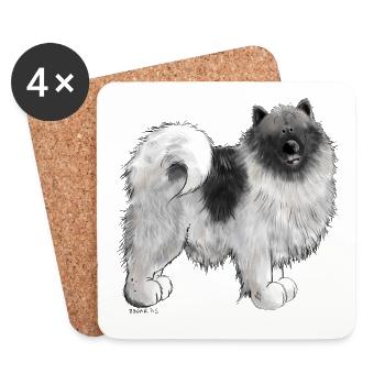 Wolfsspitz dog motif I Comic dog gift - Coasters (set of 4) - white - Front