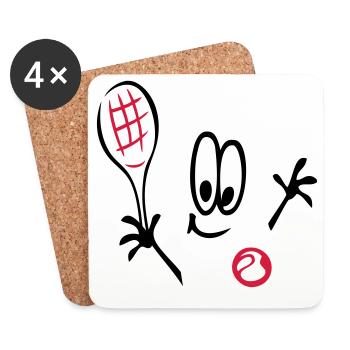 Sport, Tennis ,Tennisball, Comic - Untersetzer (4er-Set) - Weiß - Vorne