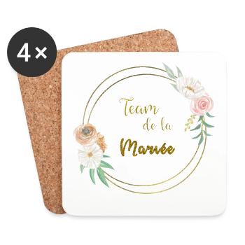 team de la mariée or et fleurs - Dessous de verre (lot de 4) - blanc - Devant
