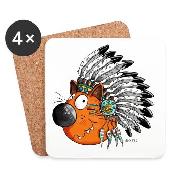 Indian Cat - Coasters (set of 4) - white - Front