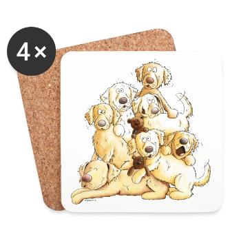 Golden Retriever Dog Puppy Comic Dog Gift - Coasters (set of 4) - white - Front