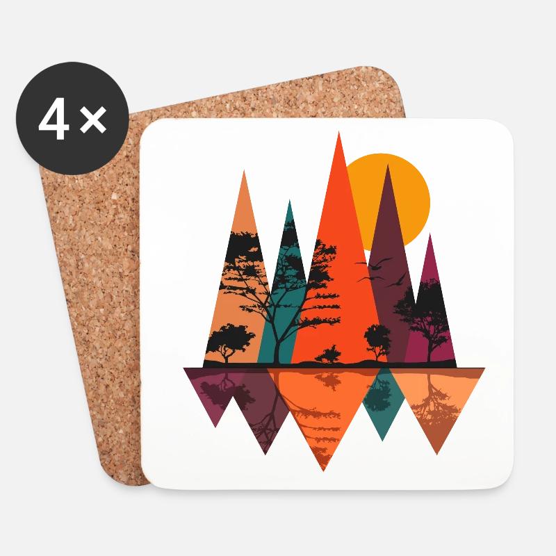 Natur im Herbst - Untersetzer (4er-Set) - Weiß
