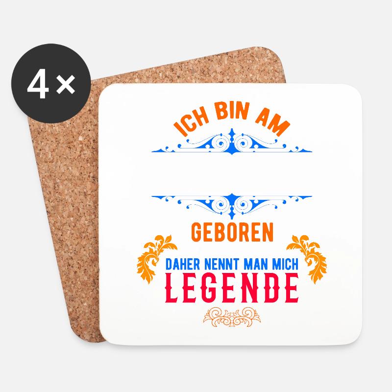 Geburtsdatum - Untersetzer (4er-Set) - Weiß