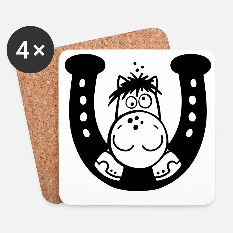 Cute Horse - Dessous de verre (lot de 4) - blanc