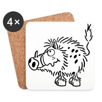Happy Wild Boar - Coasters (set of 4) - white - Front