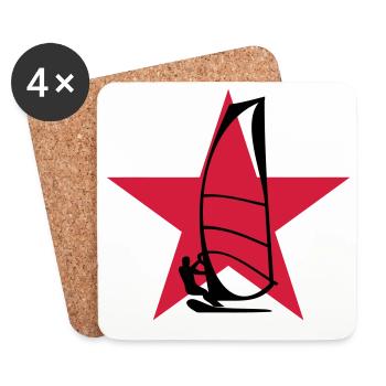 Windsurfen / Windsurfer / Windsurf / Windsurfing - Untersetzer (4er-Set) - Weiß - Vorne