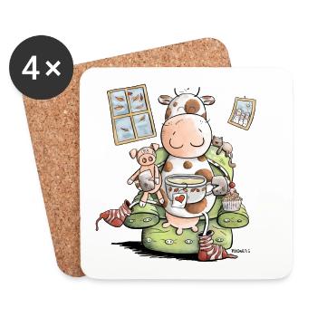 Même les vaches aiment le confort I vache - Dessous de verre (lot de 4) - blanc - Devant