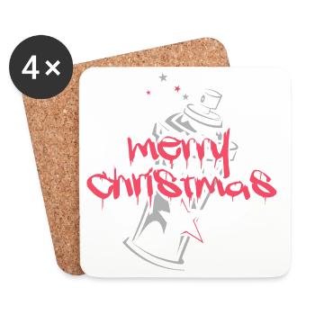 Graffiti Xmas Christmas Spray Can Hip Hop - Coasters (set of 4) - white - Front