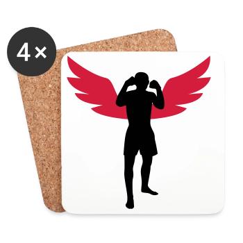 Kickboxing / Kick-Boxeur / Kick Boxing - Dessous de verre (lot de 4) - blanc - Devant