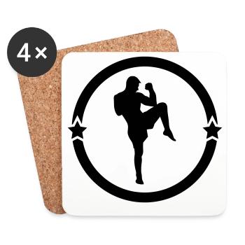 Kickboxing / Kick-Boxeur / Kick Boxing / - Dessous de verre (lot de 4) - blanc - Devant