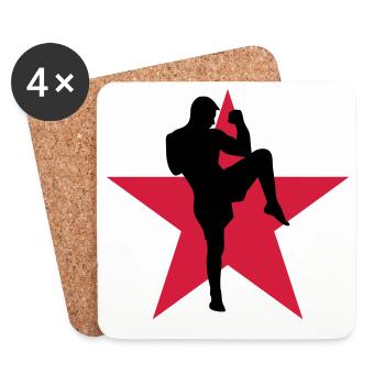 Kickboxing / Kick-Boxeur / Kick Boxing / - Dessous de verre (lot de 4) - blanc - Devant