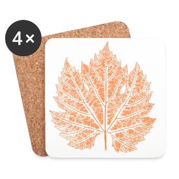 Wine / Leaf / Autumn - Coasters (set of 4) - white - Front