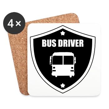 Bus Driver / Busfahrer / Autocar / Autobus / Job - Coasters (set of 4) - white - Front