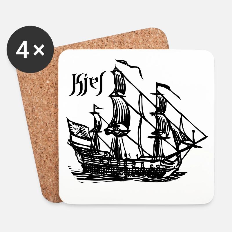 Kiel - Segelschiff - Untersetzer (4er-Set) - Weiß