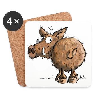 Funny Wild Boar - Coasters (set of 4) - white - Front
