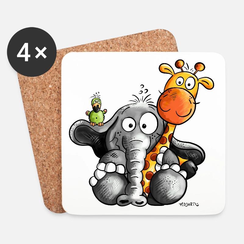 Elefant umarmt Giraffe - Untersetzer (4er-Set) - Weiß
