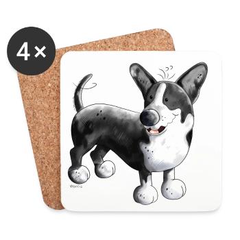 Welsh Corgi Cardigan - Untersetzer (4er-Set) - Weiß - Vorne