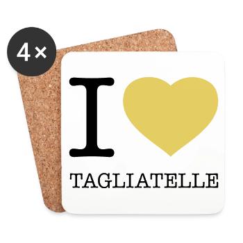 I LOVE TAGLIATELLE Pasta Nudeln - Untersetzer (4er-Set) - Weiß - Vorne
