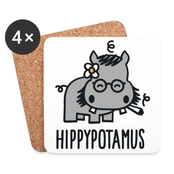 Hippypotamus - Dessous de verre (lot de 4) - blanc - Devant