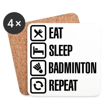 Eat Sleep Badminton Repeat - Dessous de verre (lot de 4) - blanc - Devant