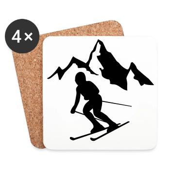 ski alpin wintersport - Untersetzer (4er-Set) - Weiß - Vorne