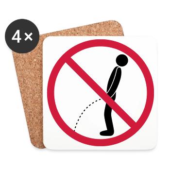 kein im stehen pinkeln verboten schild pissen klo - Untersetzer (4er-Set) - Weiß - Vorne