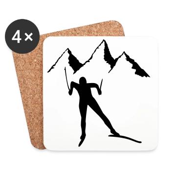 ski langlauf wintersport - Untersetzer (4er-Set) - Weiß - Vorne