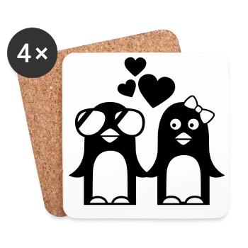 pinguine verliebt valentinstag - Untersetzer (4er-Set) - Weiß - Vorne