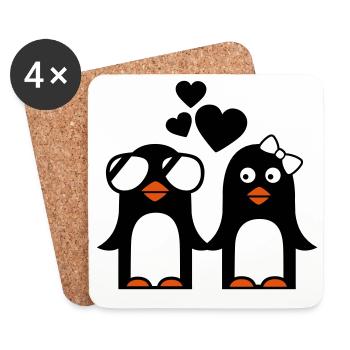 valentinstag pinguine - Untersetzer (4er-Set) - Weiß - Vorne
