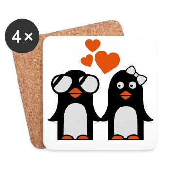 pinguine liebe valentinstag - Untersetzer (4er-Set) - Weiß - Vorne